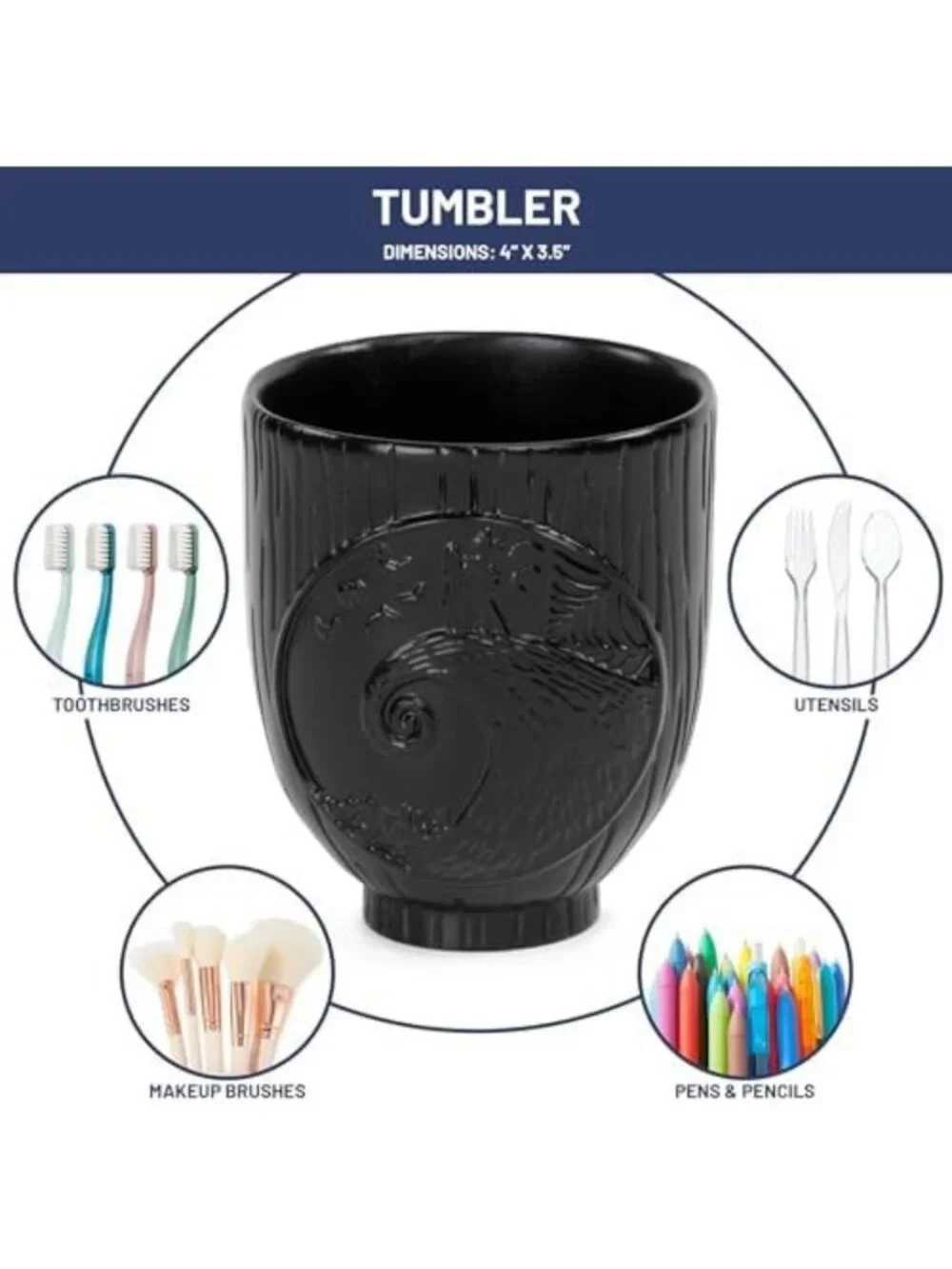 4-Piece Nightmare Before Christmas Bathroom Organizer Set - Black & White Decor